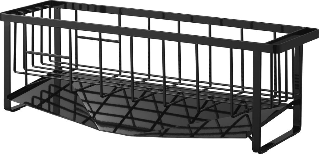 Yamazaki Slim Draining Wire Tower Water Sink Top Draining Rack with Cutlery 10702 Basket, Black, W57.6×D18.8×H18.6cm, Series, Drainage, Pocket,