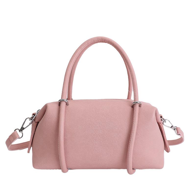 Chic Mini Duffle Bag for Women Soft Faux Leather Handbag with Top Handle and Detachable Shoulder Strap розовый 1800₽