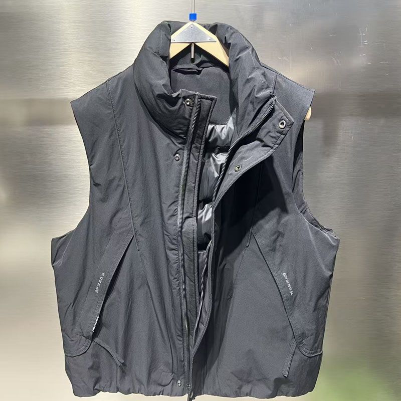 Мужской жилет с воротником-стойкой, функциональный стиль, с избытком внешней торговли, новый зимний, без рукавов, теплый, универсальная верхняя одежда Black 3XL