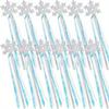 12pcs Elegant Silvery Snowflake Wands with Blue Ribbons - Magical Winter Princess Wands|Snowflake Decorations,Best for Christmas