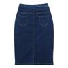 Belle Cie Stretch Denim Tight Below the High Waist Skirt, Knee, Slit, (ST/No. 27331) (Blue, M)