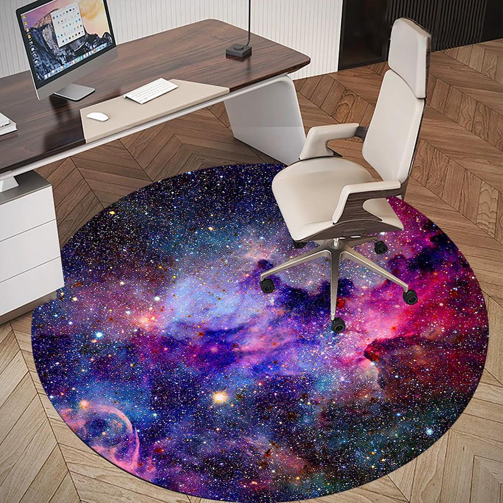 1pc space nebula Round Chair mat Area Rug - Non-Slip, Floor Mat for Office, Bedroom, and Indoor Decor c1118243