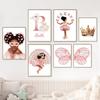 Black Ballet Girl Butterfly Rainbow Crown Flower Wall Art Canvas Painting Nordic Posters And Prints Picture Baby Kids Room Decor