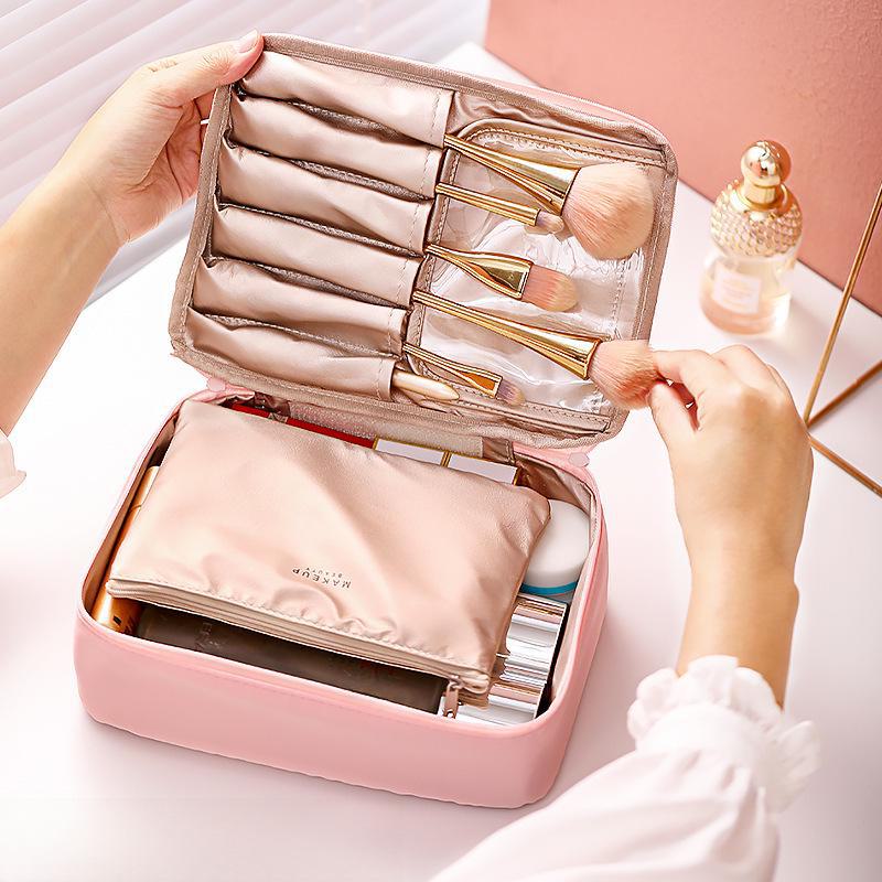 Korean Waterproof Travel Makeup Bag for Girls - Portable, Large Capacity Cosmetics Organizer