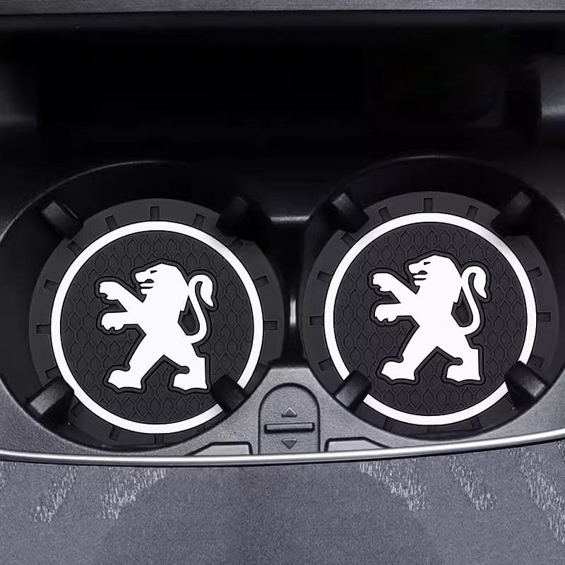 

2026 Hot Car Sticker 2pcs Silica Gel Car Coaster Mat Water Cup Slots Non-Slip Pad For Peugeot 206 207 307 308 408 508 301 3008 2