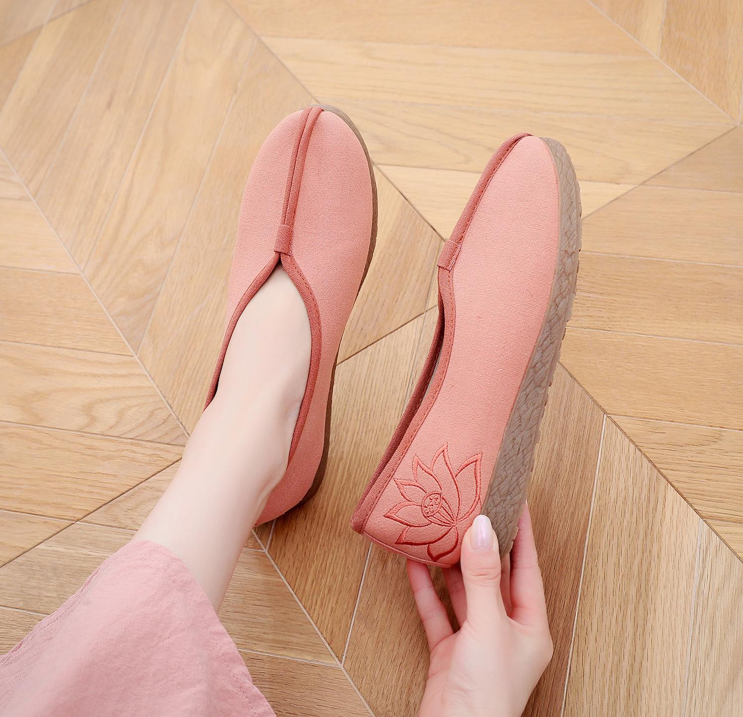 

Женские туфли без застежек, удобные легкие дорожные кроссовки, повседневные прогулочные мокасины для вождения, вышитые рабочие туфли для женщин, туфли с круглым носком 40 оранжево-красный