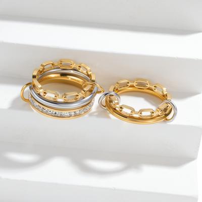 2-teiliges/3-teiliges Set Modischer Funkelnder Inlaid-Zirkon Umwickelter Ring, Damen-Schichtringe, Accessoires