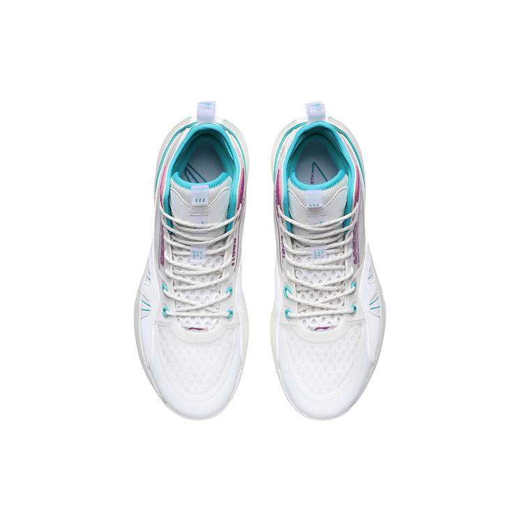 Li Ning 937 Amorti Antidérapant Résistant à l'Abrasion Chaussures de Basketball Hautes Unisexes Blanc ABPR011-2