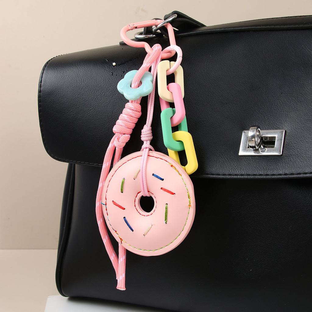Miu Sweet Style Pu Leather Donut Bag Charm Keychain For Fashion Accessories