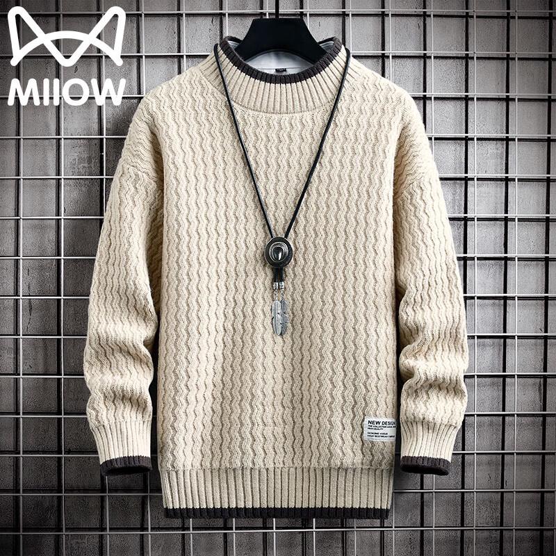 Maoren Men's Warm Round Neck Pullover Knit Sweater