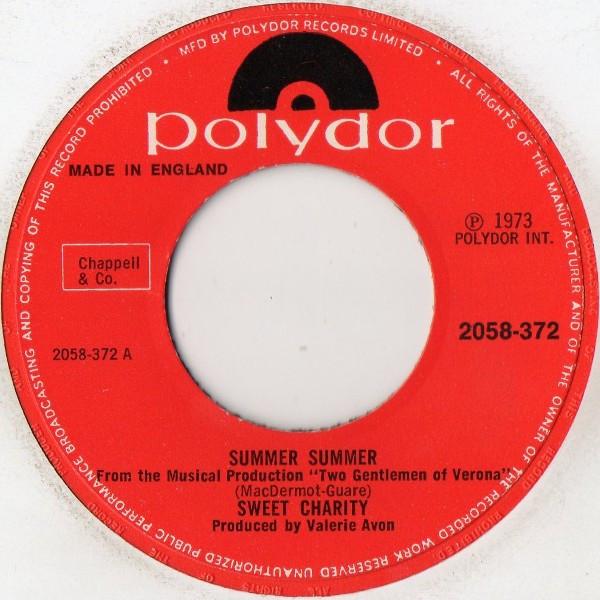 

7inch Record SWEET CHARITY Summer Summer From The Musical Pro 2058372 Polydor 1973 UK Pop Used