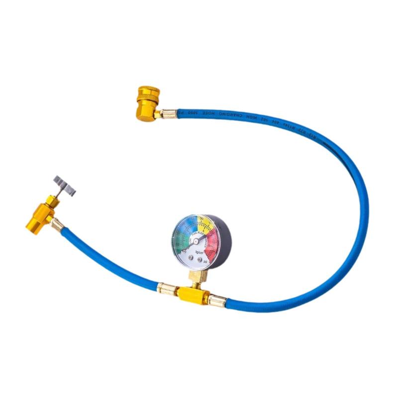 Vehicle Recharge Measure Hose Kit High Pressure Resistant Metal Air Conditioner Hose with Accurate Gauge for Car AC Refill