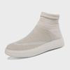 Autumn Breathable Mesh High-Top Casual Couple Socks Shoes - Men's Thick-Soled Flying Woven Sports Sneakers