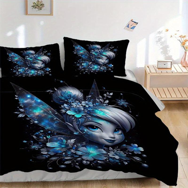 

3pcs Tinker Bell Bedding Set, Including 1 Quilt Cover and 2 Pillow Shams, Without Filling, Soft and Comfortable Home Bedroom B022 135x200cm