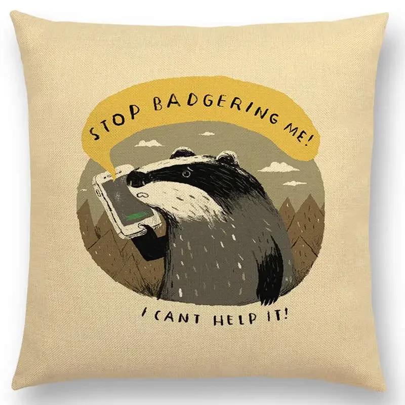 Magical Animals Sofa Throw Pillow Case Fantasy Adventure Fairy Tales Bear Walrus Wild Boar Bird Dog Cushion Cover