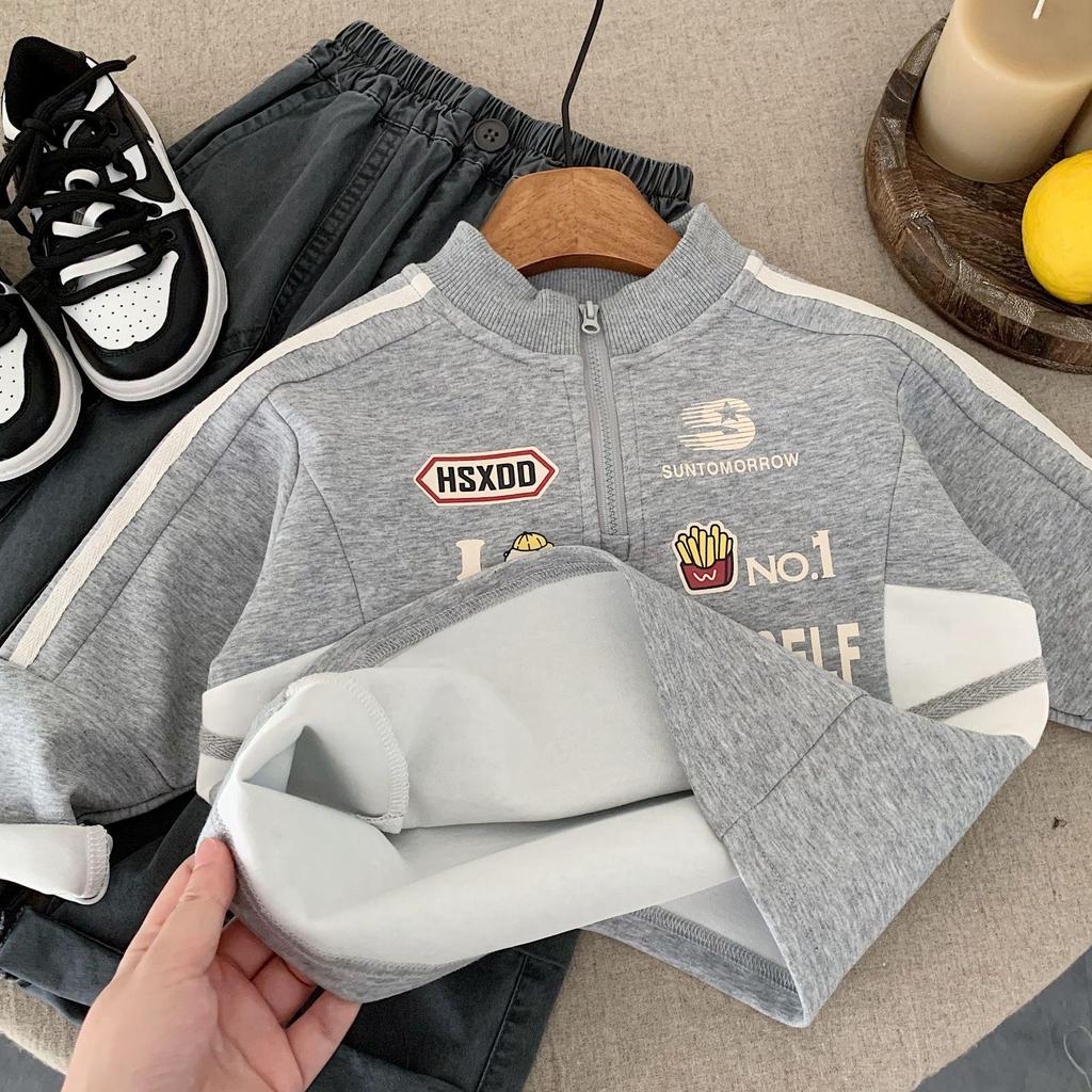 2025 New Korean Cartoon Print Kids' Sweatshirt - Autumn/Spring Versatile Pullover Top