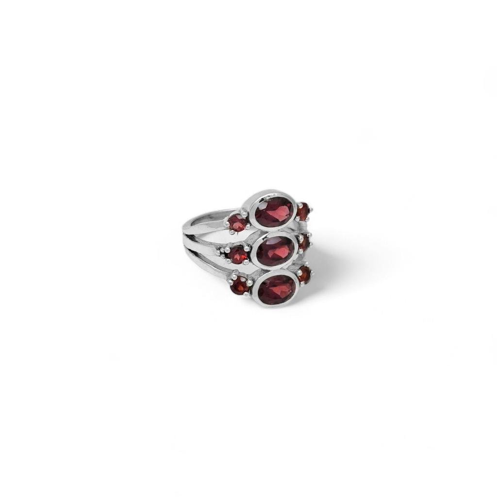 Natural Garnet 925 Sterling Silver Statement Ring