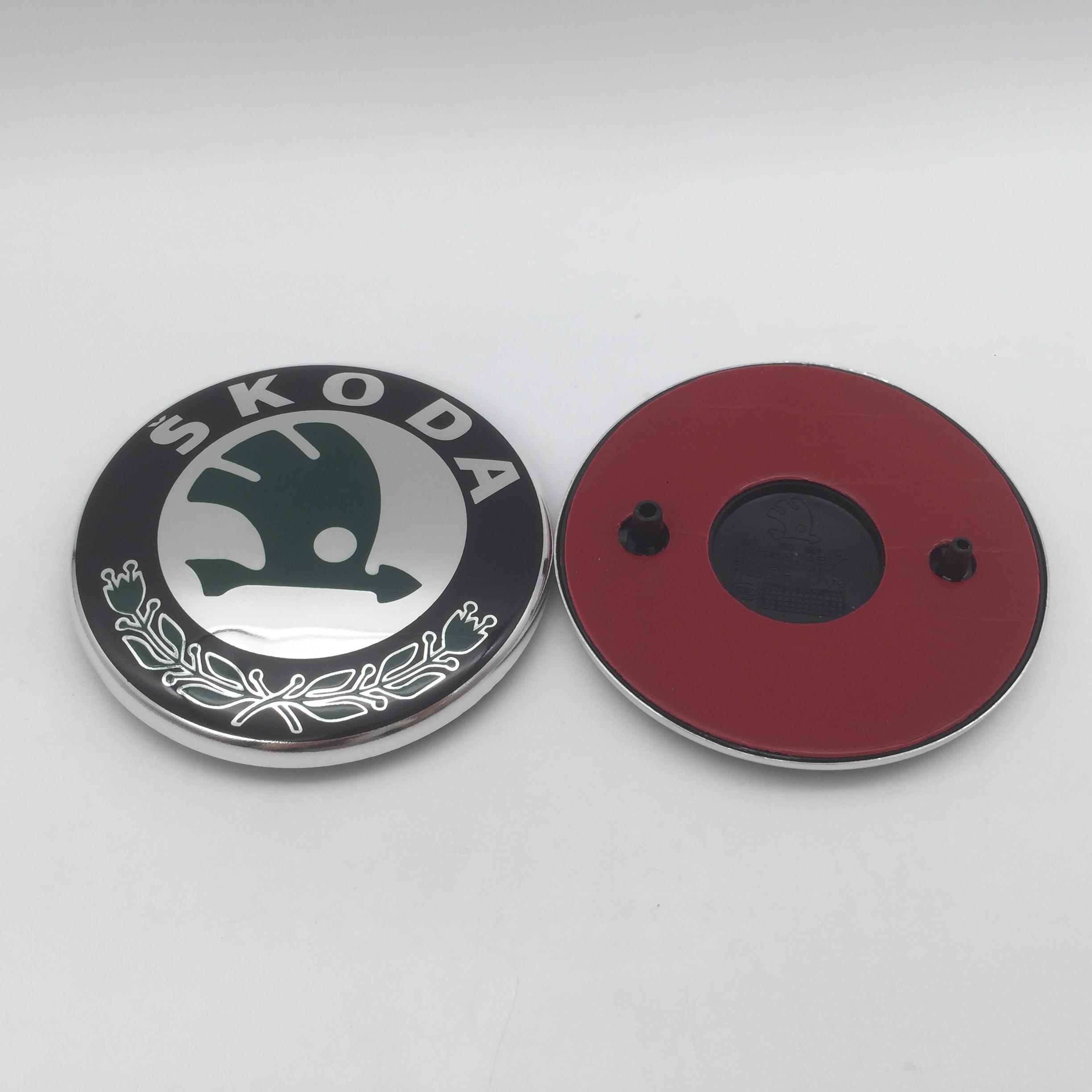 

2025 Hot 1pcs 3D 88mm 79mm for SKODA Car Front Grille Head Hood Bonnet Emblem Rear Tail Bumper Trunk Sticker Badge Styling Acce