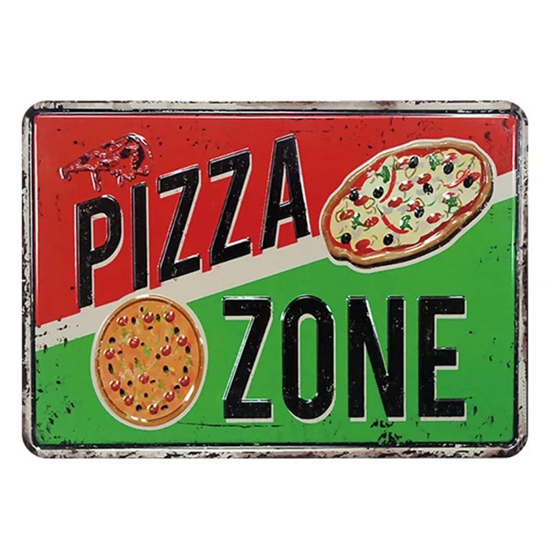 Pizza Retro Vintage Metal Tin Sign - Classic Plate Painting, Wall Decor for Pizzeria Restaurant Dining Room