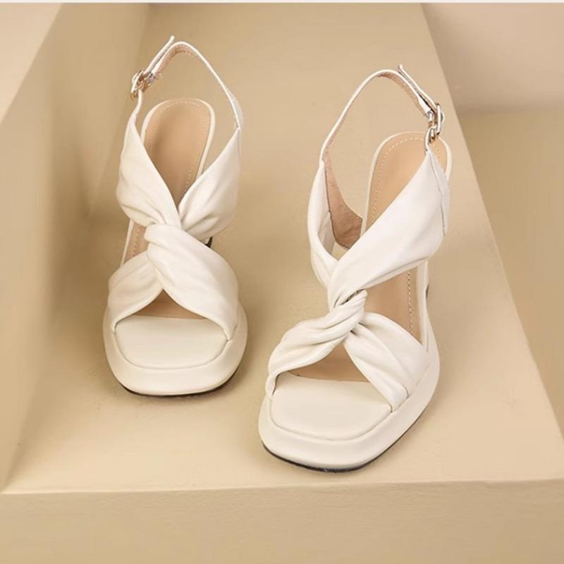 Fashion Women Sandals Square Toe Platform High Heels Shoes 2025 Trend New Summer Elegant Chunky Pumps Dress Shallow Zapatillas De Mujer