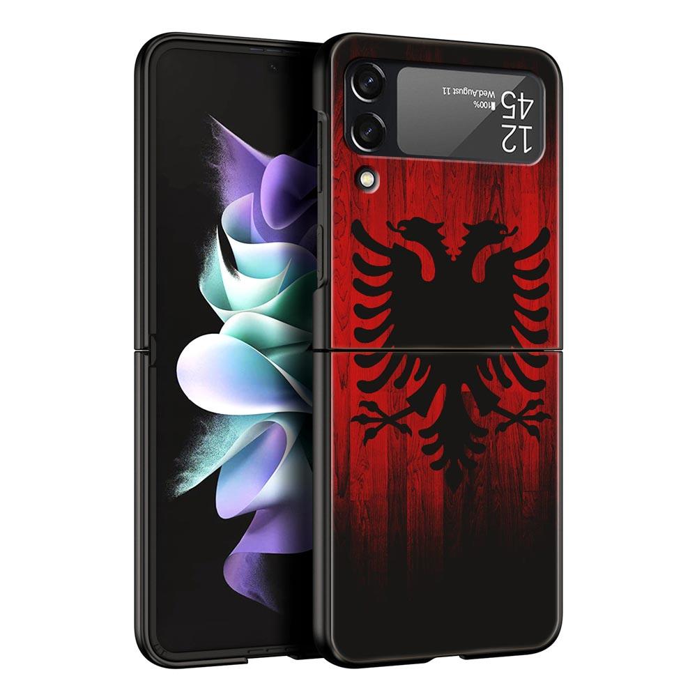 Albania Flag Phone Case for Samsung Galaxy Z Flip 3 4 5 Folding Mobile Black Shell For Samsung Z Flip3 Flip4 Flip5 PC Hard Cover