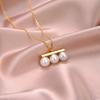 925 Silver Chain With 18k Gold Balance Bar Faux Pearl Necklace Runway T Show Party Designer Gown Top Ins Japan Korean Trendy