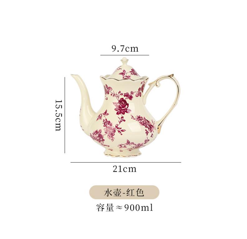 European Retro Coffee Cup and Saucer Set Afternoon Tea Coffee Teapot Dessert Plate Drinking Set Home Tea Set Office Ceramic Mug