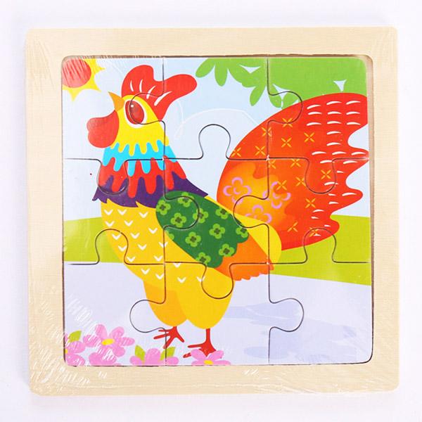 New 9 Piece Montessori Wooden Puzzle Cartoon Dinosaur Transportation Jigsaw 3d Puzzle Early Learning Educational Toys for Kids