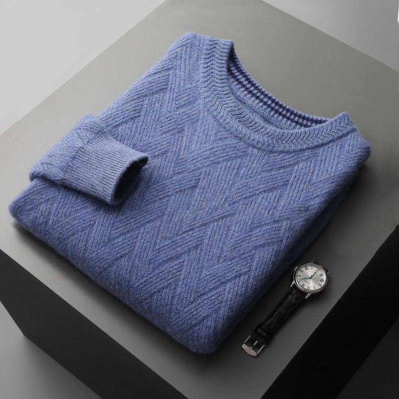 Men's 2023 Autumn/Winter Loose Wool Knit Cashmere Sweater - Thick, Warm, Casual Base Layer Sweater
