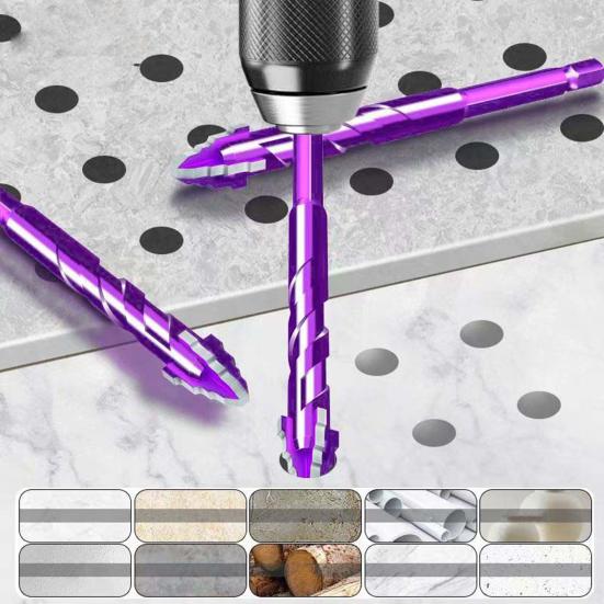 1/4/6Pcs Four-Edged Sawtooth Drill Bits High Hardness Rust Resistant Multifunctional Four Blade Serrated Eccentric Drill Bits