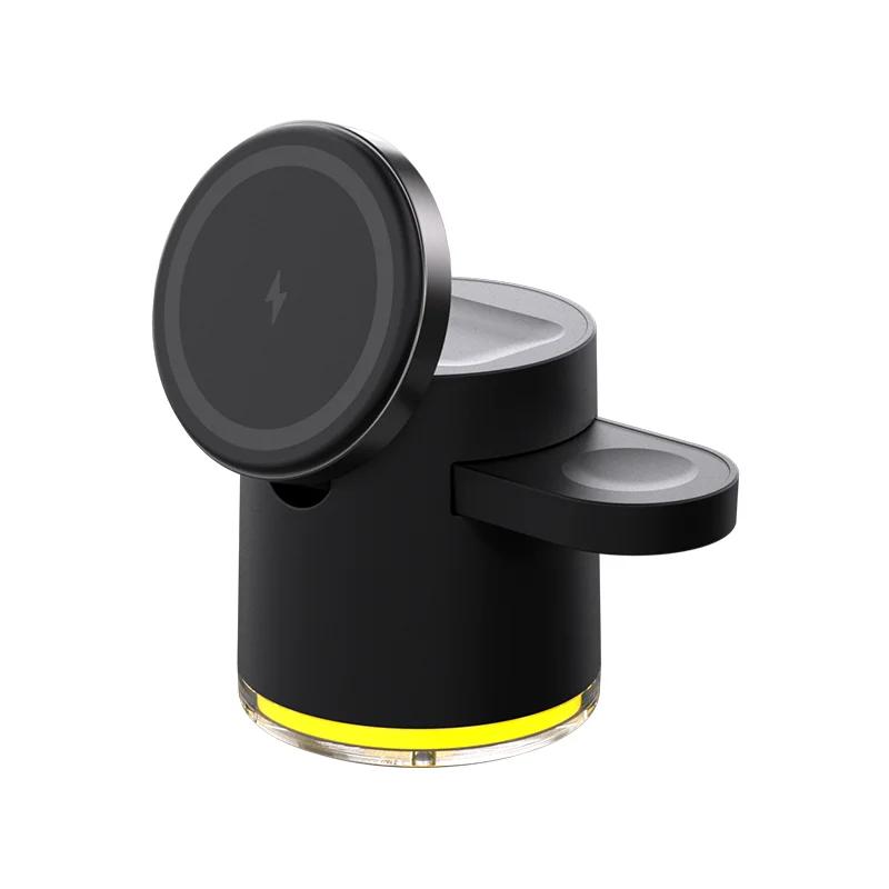 

4 в 1 магнитная беспроводная зарядная станция для iPhone 15 14 13 12 11 Pro Apple Watch 8/7 Airpods Pro быстрая зарядная док-станция чёрный