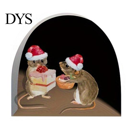 3D Mouse Hole Stickers Christmas Cute Break?Through Wall Decals, Self?Adhesive Animal Decor Stickers, DIY for Living Room Entryway Kids