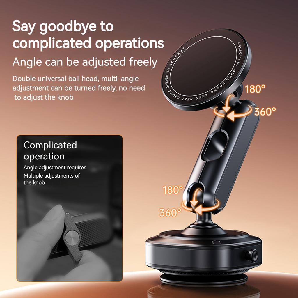 Magnetic Phone Stand Foldable Vacuum Suction Cup Cell Phone Holder 360 Rotation for iPhone 16/15/14/13/12 Plus/Pro/Max/Mini
