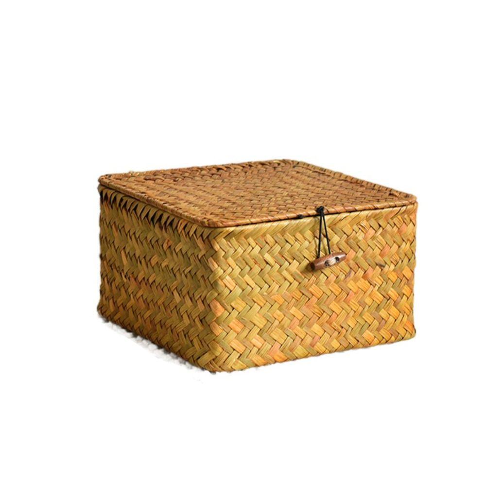 Lid Wicker Shelf Baskets Rectangular Wardrobe New Storage Box with Lid Bedroom