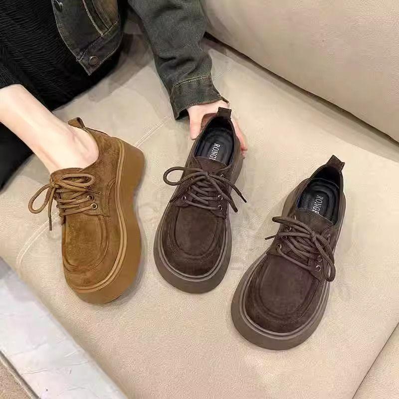Versatile Birken thick-soled lace-up annual increase in height and thinness temperament Versatile soft-soled muffin loafers