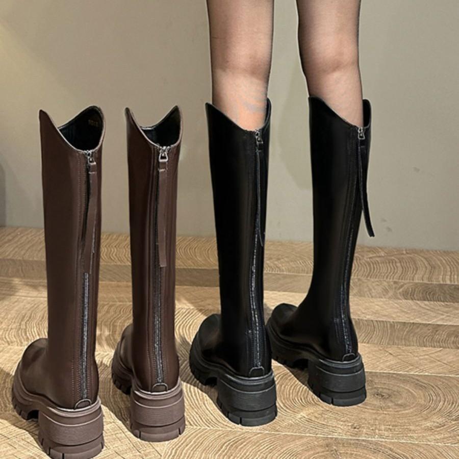 Thick-soled boots Small man v mouth but knee high knight boots 2025 autumn and winter absolute son thick heel boots women