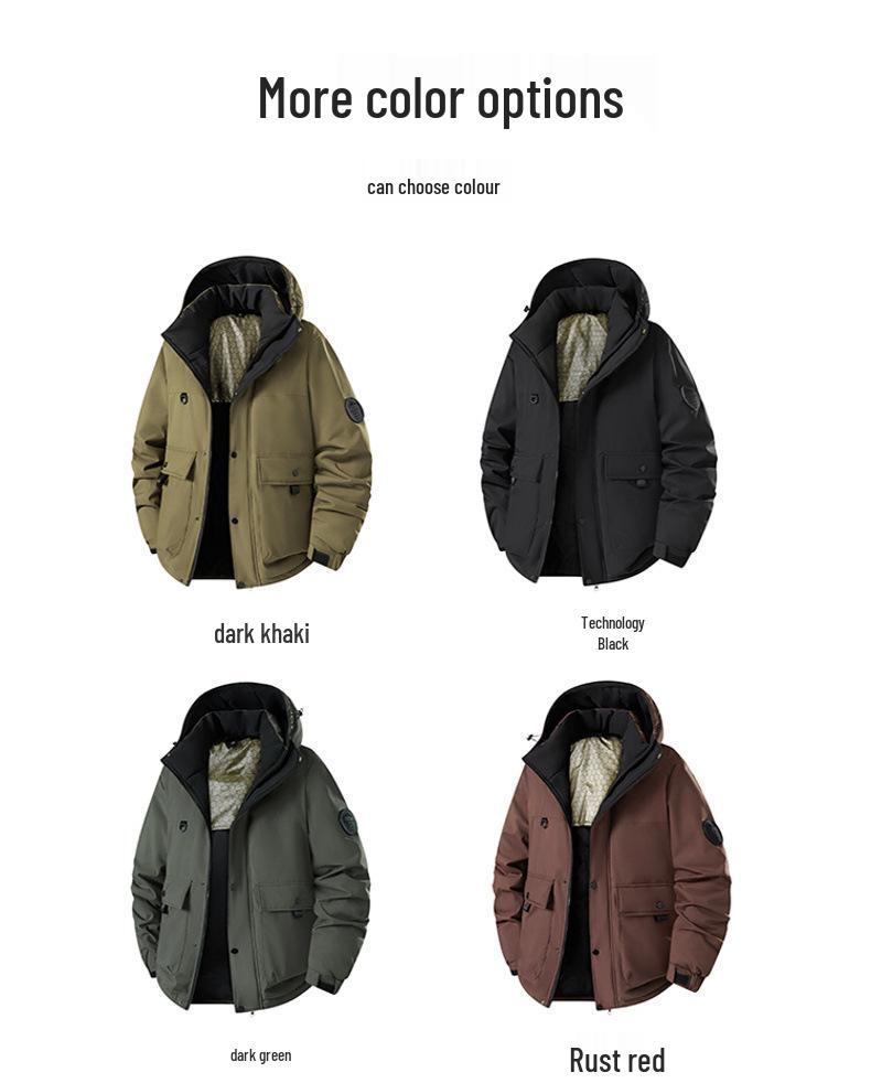 Men's Hooded Cotton Jacket - Winter Warmth, Casual Outdoor Style