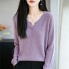 V-neck Knitted Sweater, Base Layer Shirt, Top Dress, Women's Long-sleeved Knitted Sweater, Multi-color Design