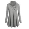 Women's Solid Color Button Long Sleeved T-shirt Loose Pullover Top