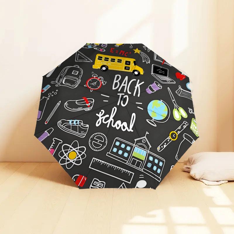 1pc Back to School Pattern Umbrella  Automatic Opening and Closing Umbrella, High quality Umbrella, Ideal Gift for Her 259