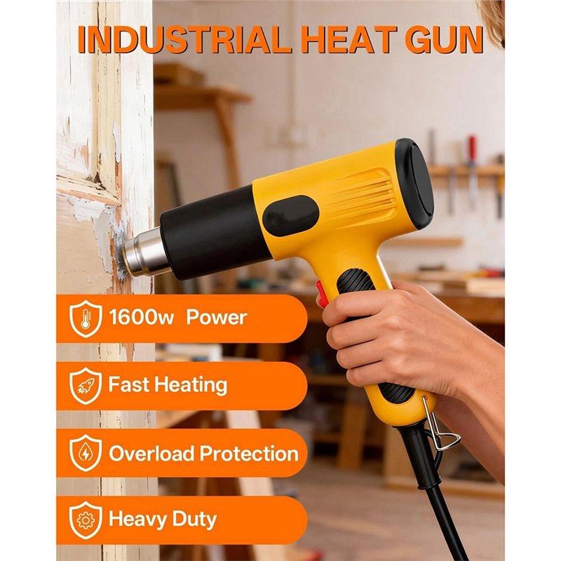 A84E-1600W Hot Air Blower:2 Temp Settings,4 Nozzles,Overheat Protection-For Shrink Tubing,Wrap,Crafting,Resin&DIY US-Plug