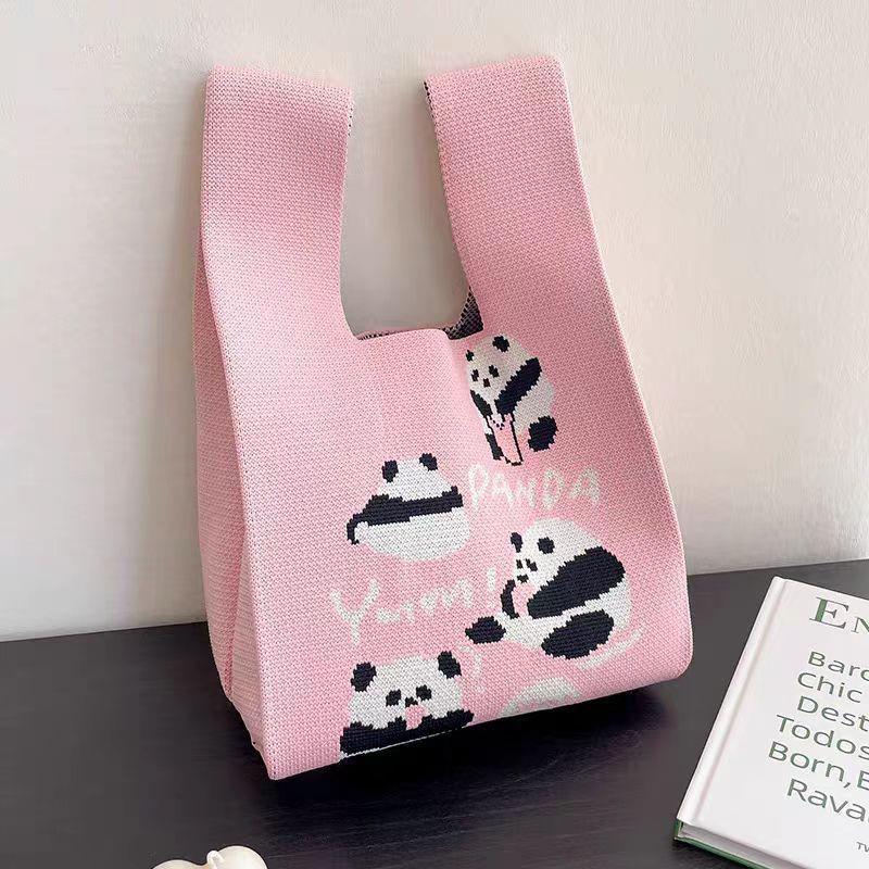 Gestrickte Handtasche im chinesischen Stil mit Riesenpanda – süße, gewebte Souvenir-Geschenktasche