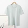 Kurzarm-T-Shirt aus reiner Baumwolle mit Rundhalsausschnitt für Damen, einfarbig, halbärmeliges Basis-T-Shirt