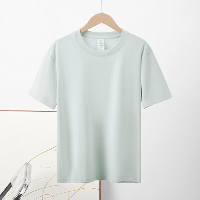 Kurzarm-T-Shirt aus reiner Baumwolle mit Rundhalsausschnitt für Damen, einfarbig, halbärmeliges Basis-T-Shirt