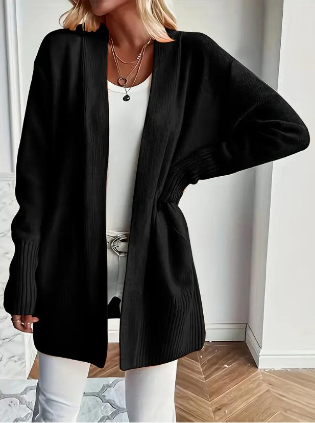 

Women s Color Knitted Sweater Cardigan Jacket, Casual, Atmospheric, With Pocket Sweater XXXL чёрный