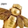 Modern French Style Wall Decor Vintage Gilded Bee Resin Figurine, Lifelike 3D Insect Sculpture with Built-In Light Luxury Home Accents Hook, Tabletop