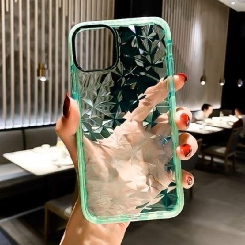 Applicable To IPhone16Promax Transparent Mobile Phone Case 14 Apple 15 Protective Case Anti-fall Diamond Pattern Luxury