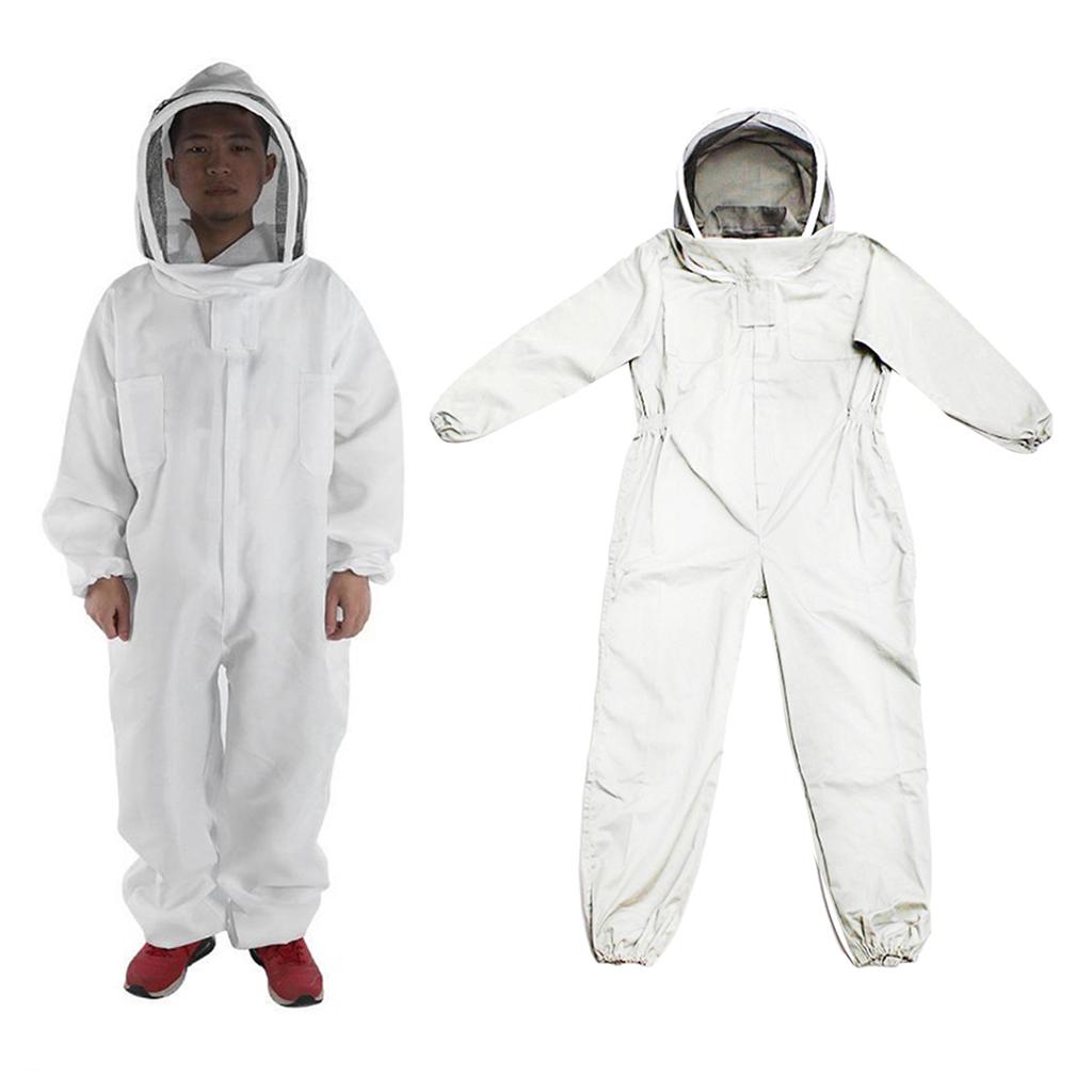 Equipo de Apicultura Traje de Apicultor de Algodón de Cuerpo Completo Capucha con Velo Chaqueta para Protección del Trabajador Apicultor