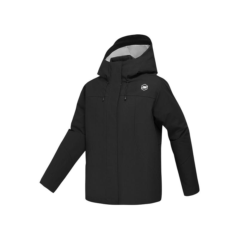 Skechers Comfort Sports Series Durable Casual Solid Color Hooded Jacket Women jackets Carbon-Black P125W126-0018 M