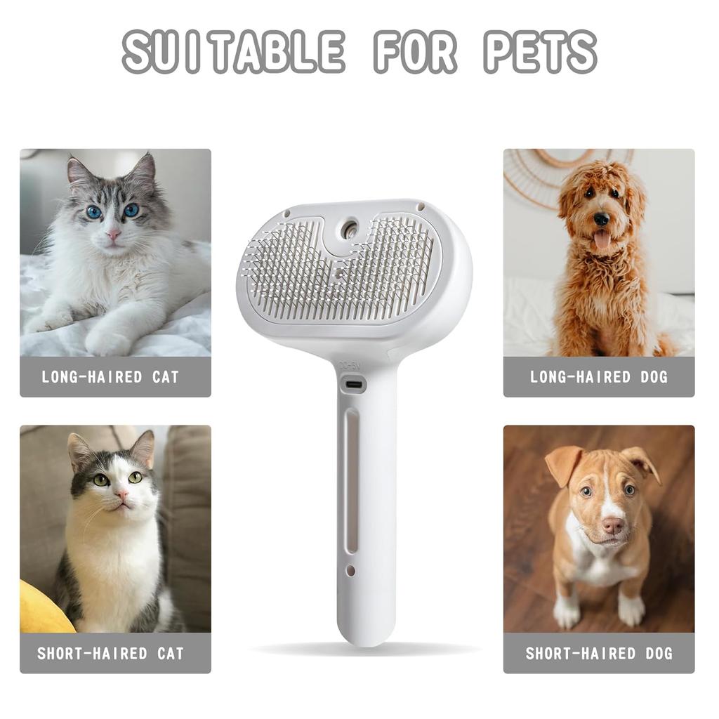 4 In 1 Cat Spray Brush for Shedding Pet Dog Cat Brush with Steam Self Cleaning Dog Steamy Brush Hair Removal Grooming Steam Comb
